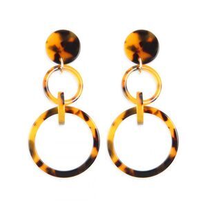 Brown Double Hoop Acetate Dangle Earrings